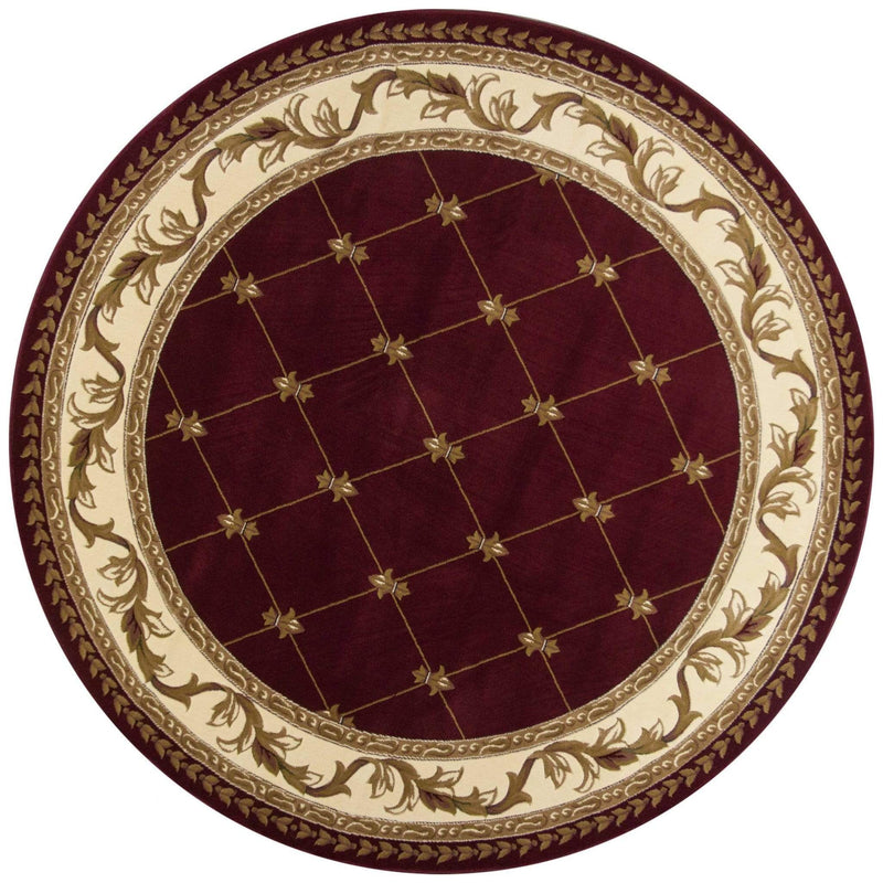 Rugs Round Rugs 7'7" Round Polypropylene Red Area Rug 2958 HomeRoots