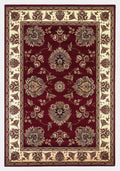 Rugs Round Rugs - 7'7" Round Polypropylene Red/Ivory Area Rug HomeRoots
