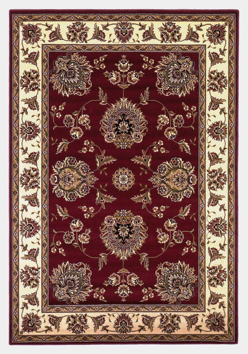 Rugs Round Rugs - 7'7" Round Polypropylene Red/Ivory Area Rug HomeRoots