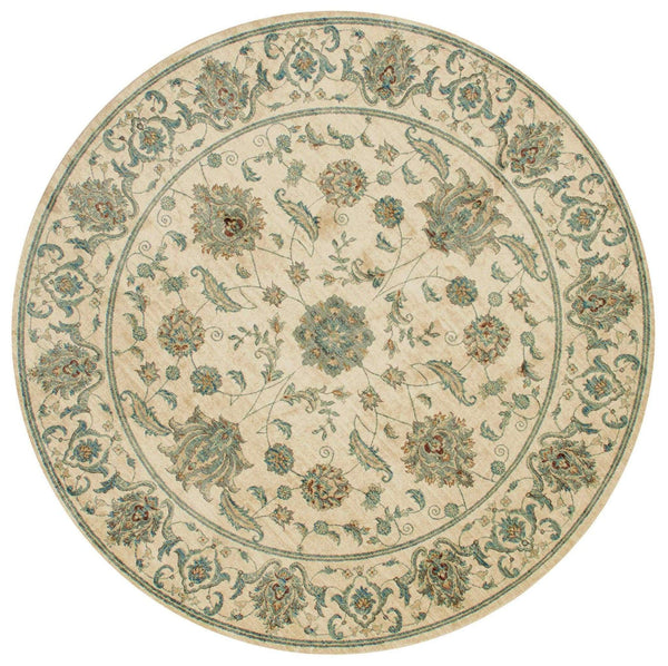 Rugs Round Rugs - 94" x 94" x 0.39" Bone Polyester Round Rug HomeRoots