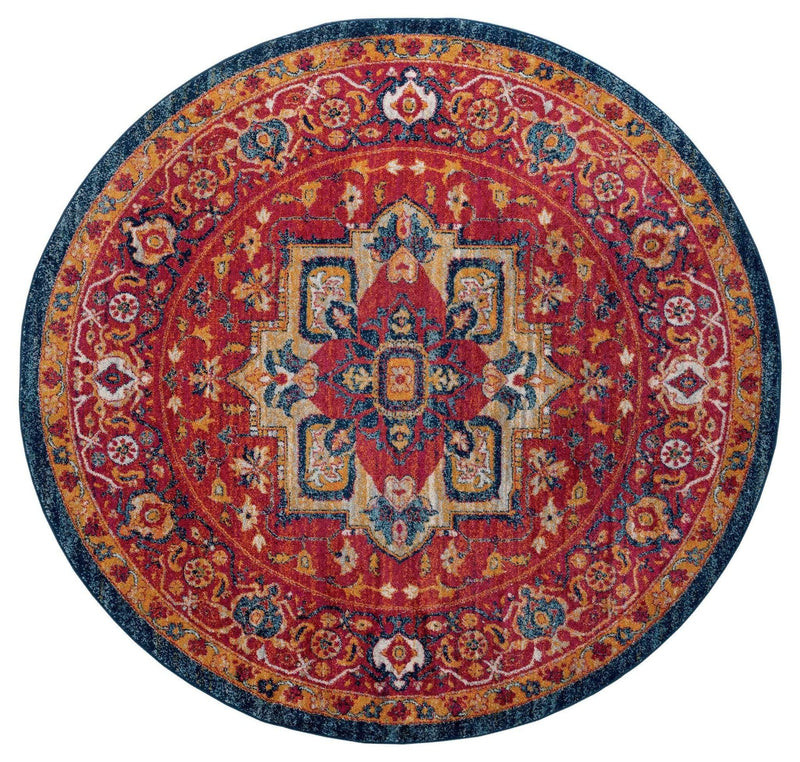 Rugs Round Rugs - 94" x 94" x 0.4" Brick Olefin Round Rug HomeRoots