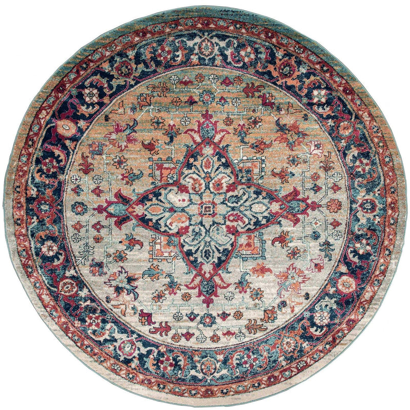 Rugs Round Rugs - 94" x 94" x 0.4" Multi Olefin Round Rug HomeRoots