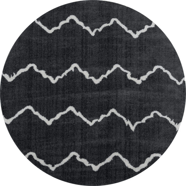 Rugs Round Rugs 94" x 94" x 1.2" Smoke Microfiber Polyester Round Rug 1606 HomeRoots