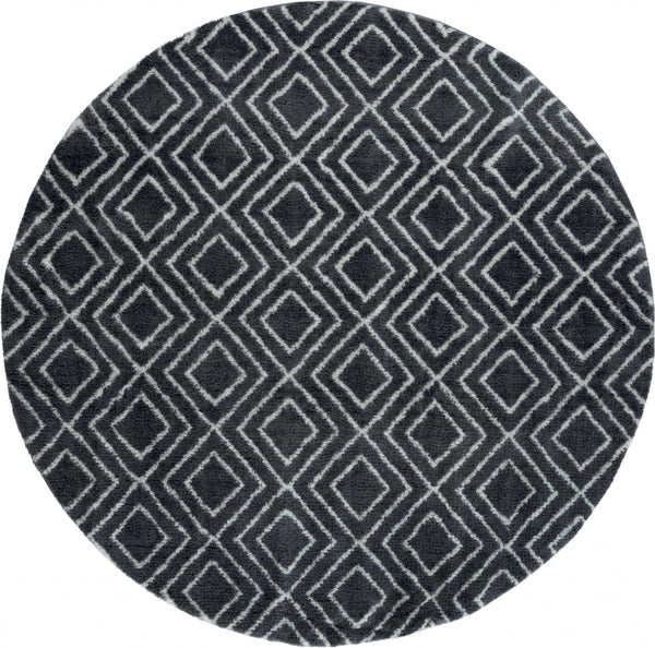 Rugs Round Rugs - 94" x 94" x 1.2" Smoke Microfiber Polyester Round Rug HomeRoots