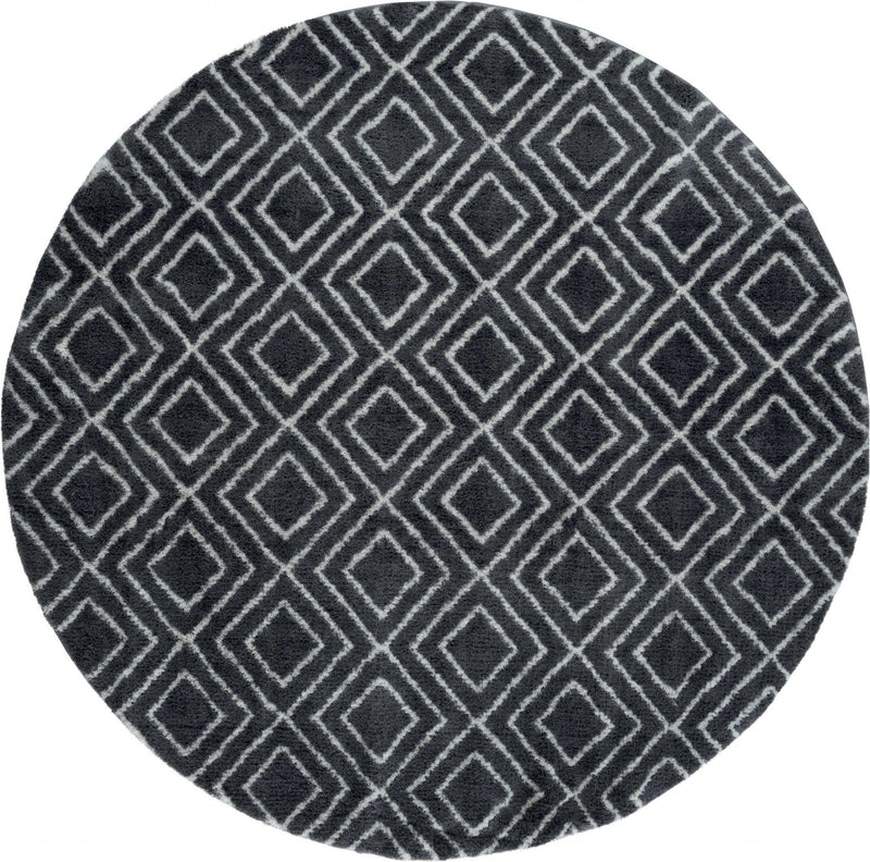 Rugs Round Rugs - 94" x 94" x 1.2" Smoke Microfiber Polyester Round Rug HomeRoots