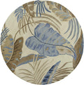 Rugs Round Wool Rug 7'6" Round Wool Ivory/Blue Area Rug 155 HomeRoots