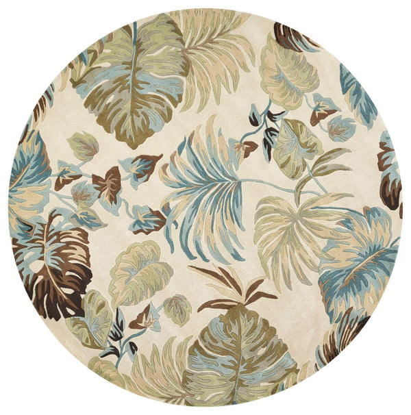 Rugs Round Wool Rug 7'6" Round Wool Ivory/Blue Area Rug 156 HomeRoots