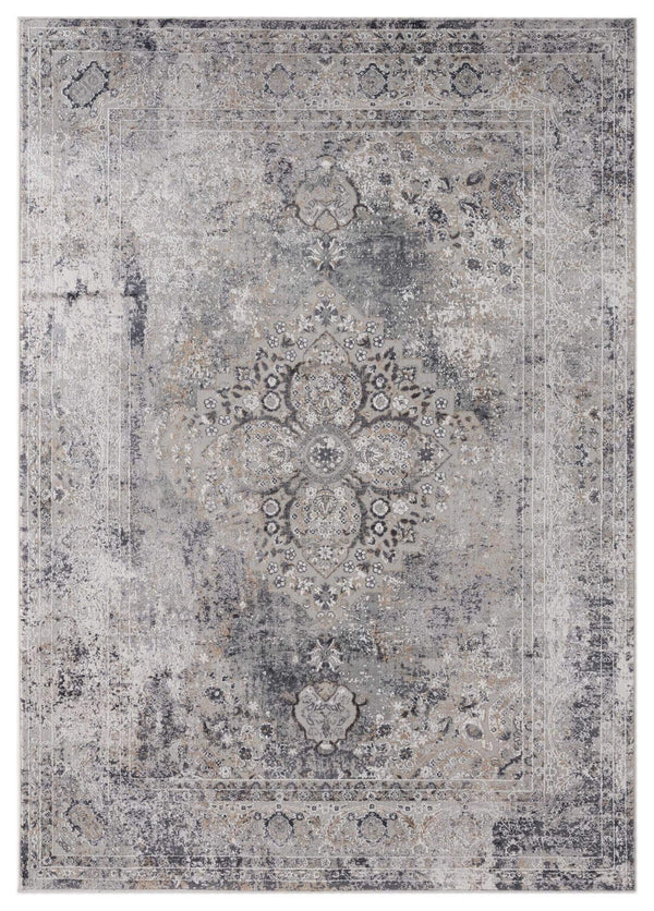 Rugs Rug Store 23" x 36" x 0.39" Grey Viscose/Polyester Accent Rug 6809 HomeRoots