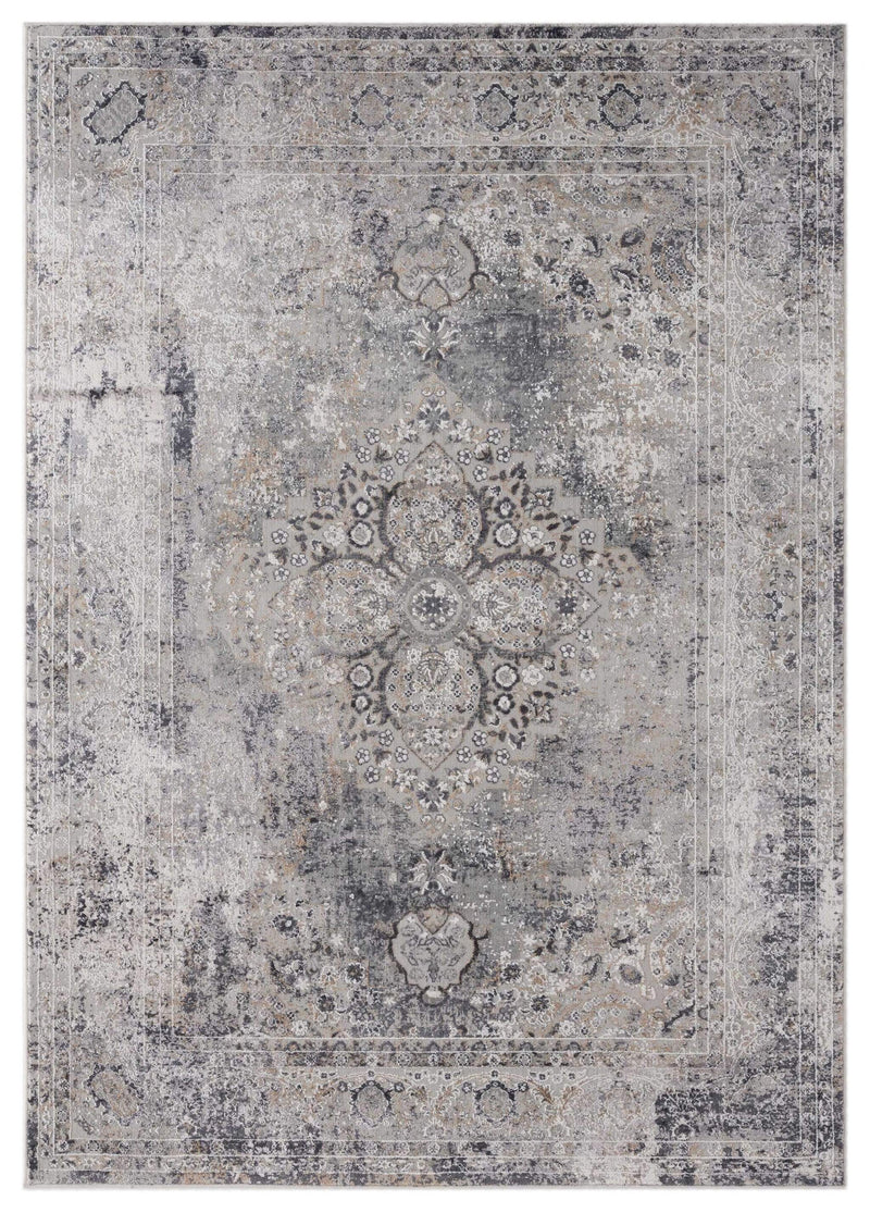 Rugs Rug Store 6 x 86" x 0.39" Grey Viscose/Polyester Area Rug 6811 HomeRoots