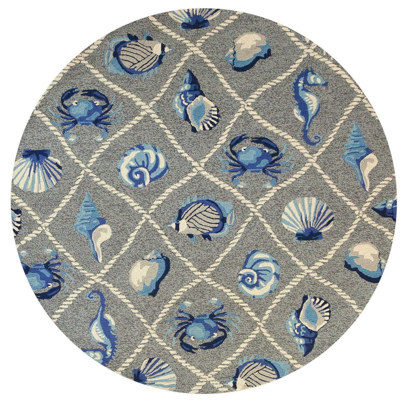 Rugs Rug Store - 7'6" Round UV-treated Polypropylene Grey Area Rug HomeRoots