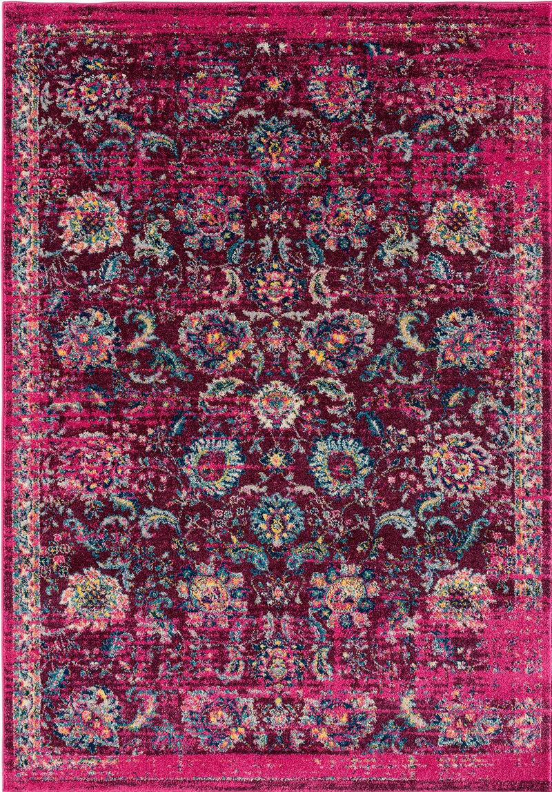 Rugs Rug Store 94" x 126" x 0.35" Magenta Olefin/Frieze Oversize Rug 6497 HomeRoots
