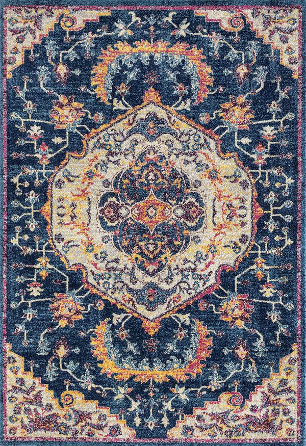 Rugs Rug Store 94" x 126" x 0.35" Midnight Blue Olefin/Frieze Oversize Rug 6427 HomeRoots