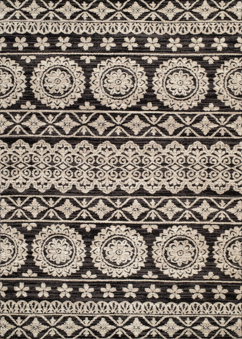 Rugs Rugs - 63" x 90" x 0.39" Onyx Polyester Area Rug HomeRoots