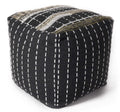 Rugs Rugs For Sale - 18" x 18" Wool Black Pouf HomeRoots