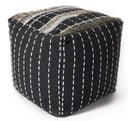 Rugs Rugs For Sale - 18" x 18" Wool Black Pouf HomeRoots