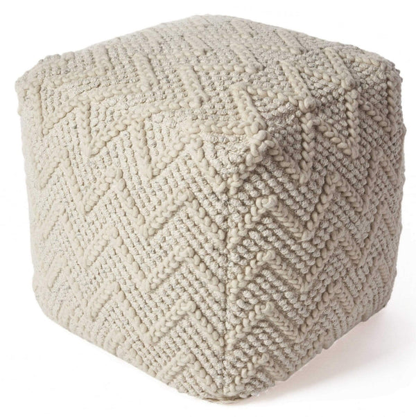 Rugs Rugs For Sale - 18" x 18" Wool Ivory Pouf HomeRoots