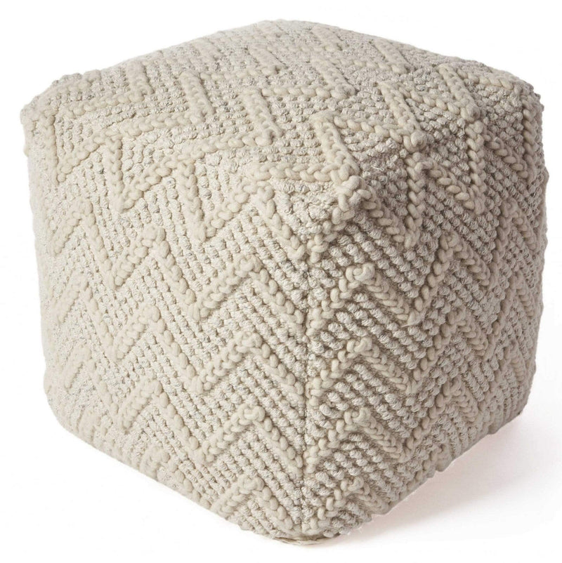 Rugs Rugs For Sale - 18" x 18" Wool Ivory Pouf HomeRoots