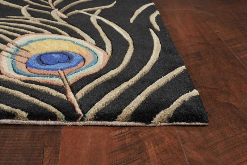 Rugs Rugs For Sale - 3'3" x 5'3" Wool Black Area Rug HomeRoots
