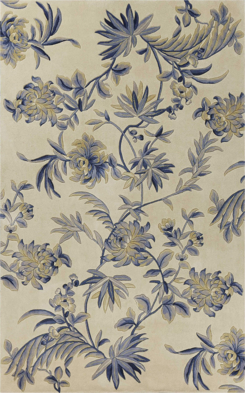 Rugs Rugs For Sale 3'3" x 5'3" Wool Ivory/Blue Area Rug 2724 HomeRoots