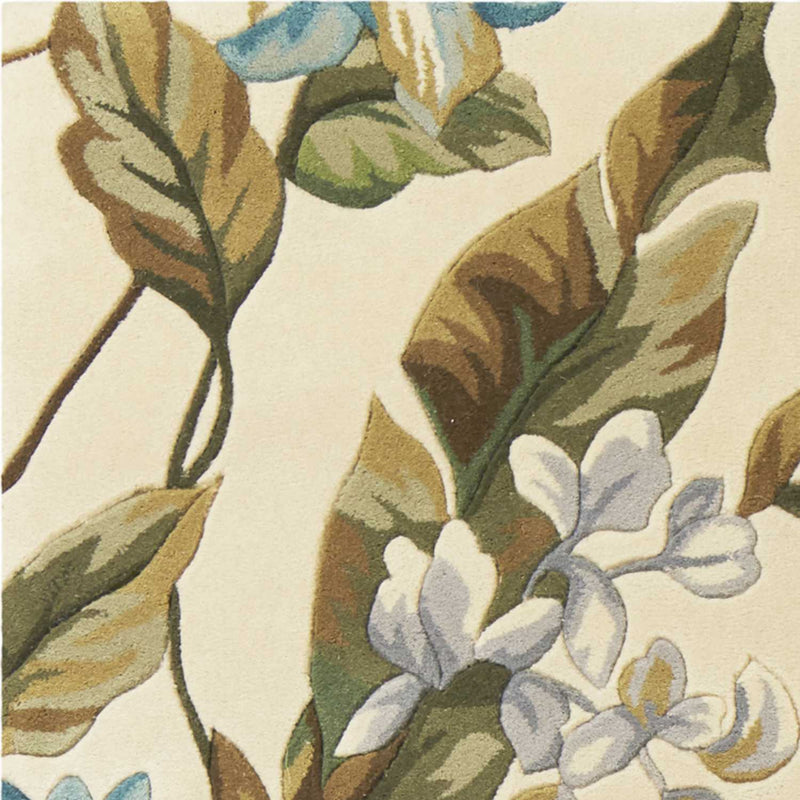 Rugs Rugs For Sale - 3'3" x 5'3" Wool Ivory/Teal Area Rug HomeRoots