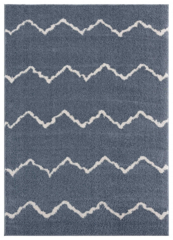 Rugs Rugs Near Me - 63" x 86" x 1.2" Blue/Grey Microfiber Polyester Area Rug HomeRoots