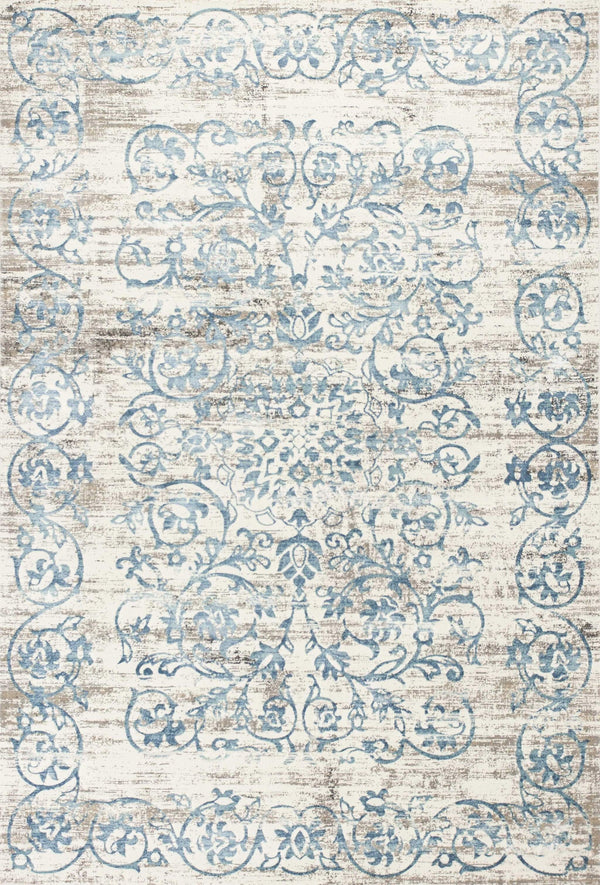 Rugs Rugs USA - 3'3" x 4'7" Polypropylene Ivory/Blue Area Rug HomeRoots