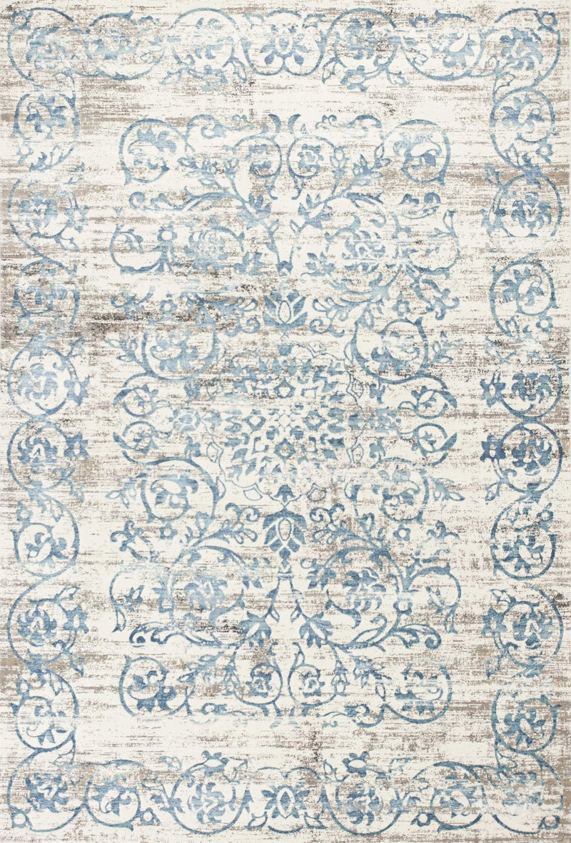 Rugs Rugs USA - 3'3" x 4'7" Polypropylene Ivory/Blue Area Rug HomeRoots