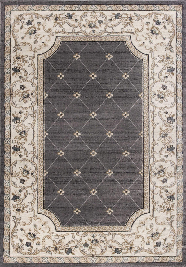 Rugs Rugs USA 5'3" x 7'7" Polypropylene Grey/Ivory Area Rug 4050 HomeRoots