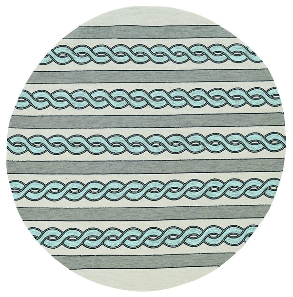 Rugs Rugs USA - 7' Round UV-treated Polypropylene Ivory/Spa Area Rug HomeRoots