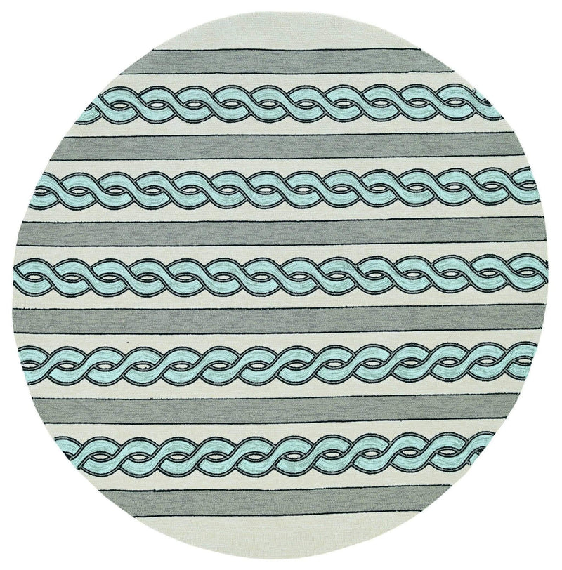 Rugs Rugs USA - 7' Round UV-treated Polypropylene Ivory/Spa Area Rug HomeRoots