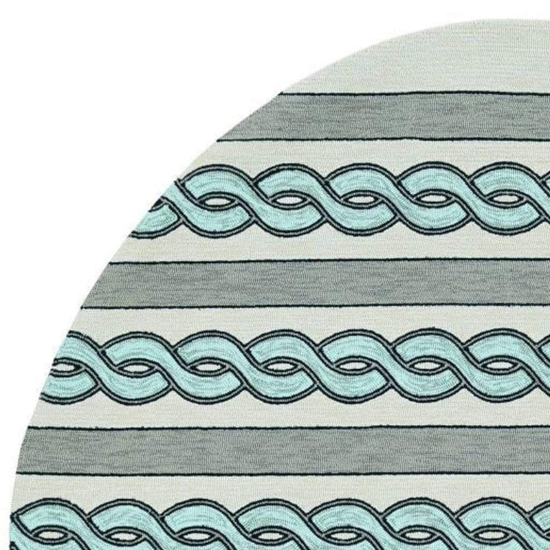 Rugs Rugs USA - 7' Round UV-treated Polypropylene Ivory/Spa Area Rug HomeRoots