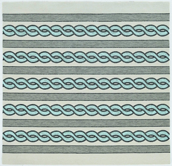 Rugs Rugs USA - 7' Square UV-treated Polypropylene Ivory/Spa Area Rug HomeRoots