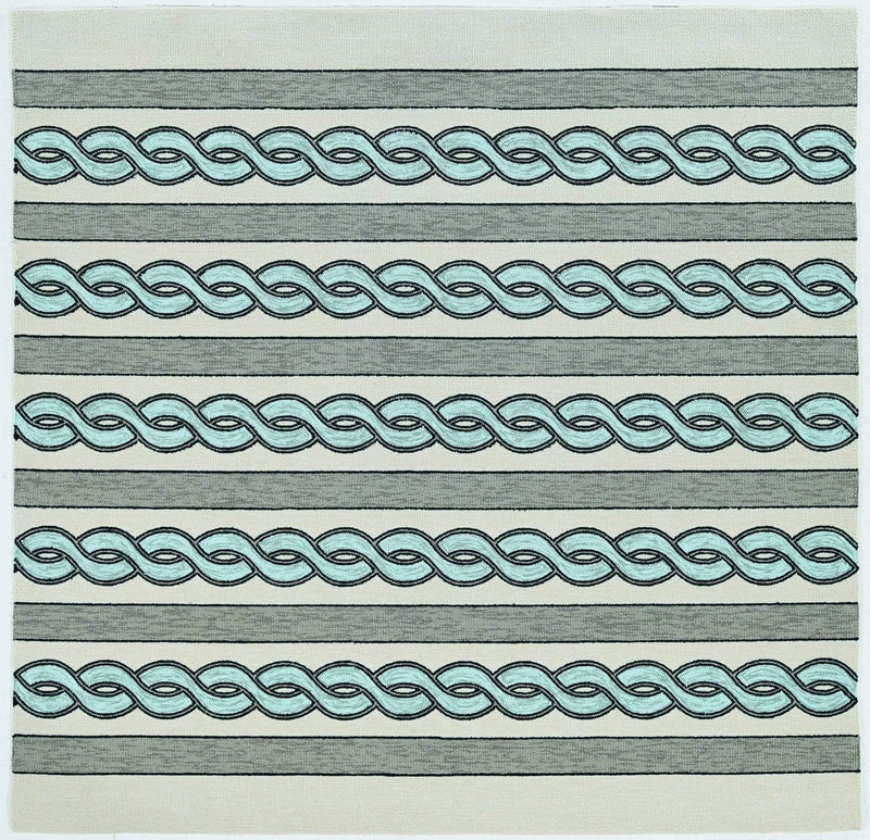 Rugs Rugs USA - 7' Square UV-treated Polypropylene Ivory/Spa Area Rug HomeRoots