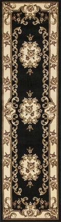 Rugs Runner Rugs 2'2" x 7'11" Runner Polypropylene Black/Ivory Area Rug 3671 HomeRoots