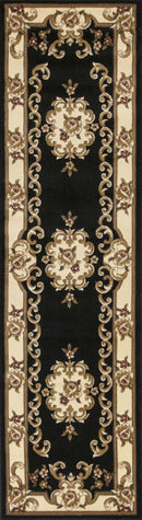 Rugs Runner Rugs 2'2" x 7'11" Runner Polypropylene Black/Ivory Area Rug 3671 HomeRoots