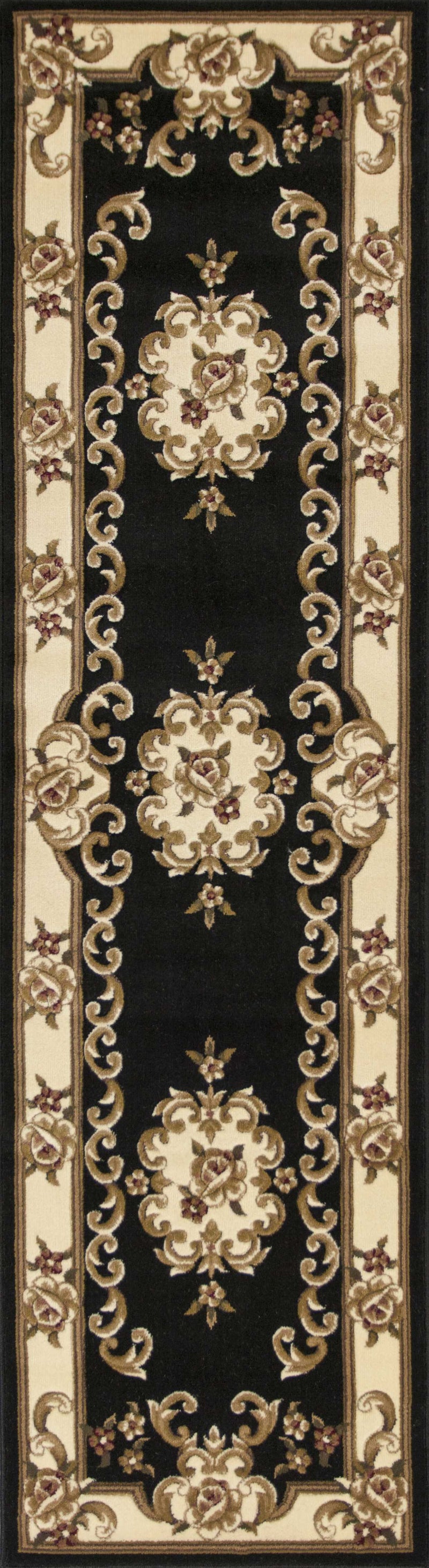 Rugs Runner Rugs 2'2" x 7'11" Runner Polypropylene Black/Ivory Area Rug 3671 HomeRoots