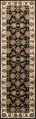 Rugs Runner Rugs - 2'2" x 7'11" Runner Polypropylene Black/Ivory Area Rug HomeRoots