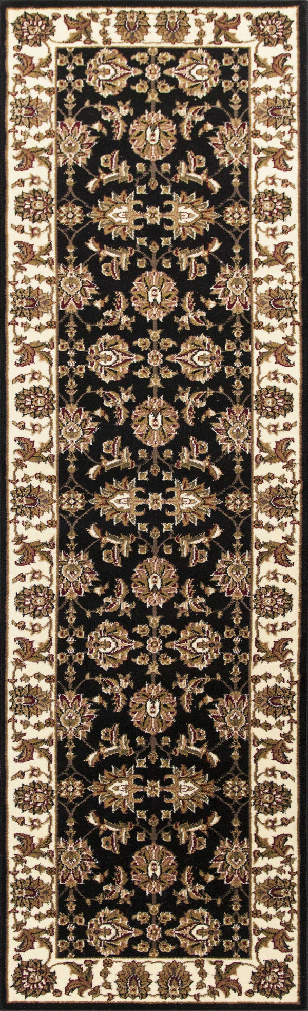 Rugs Runner Rugs - 2'2" x 7'11" Runner Polypropylene Black/Ivory Area Rug HomeRoots