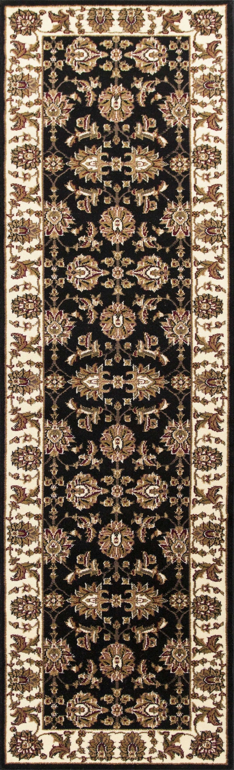 Rugs Runner Rugs - 2'2" x 7'11" Runner Polypropylene Black/Ivory Area Rug HomeRoots