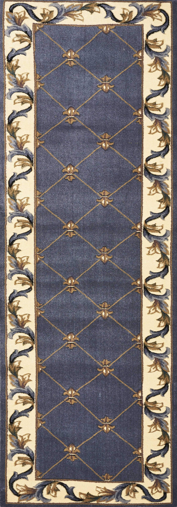 Rugs Runner Rugs 2'2" x 7'11" Runner Polypropylene Blue Area Rug 3687 HomeRoots