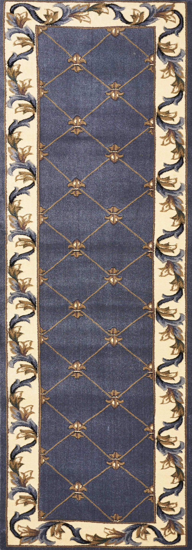 Rugs Runner Rugs 2'2" x 7'11" Runner Polypropylene Blue Area Rug 3687 HomeRoots