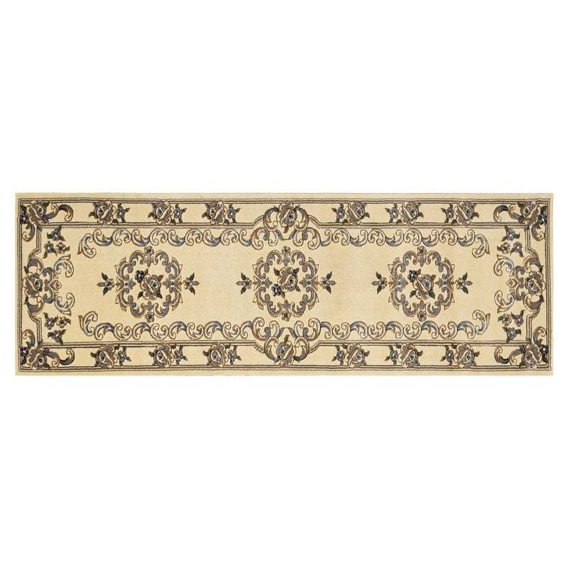 Rugs Runner Rugs - 2'2" x 7'11" Runner Polypropylene Ivory/Blue Area Rug HomeRoots