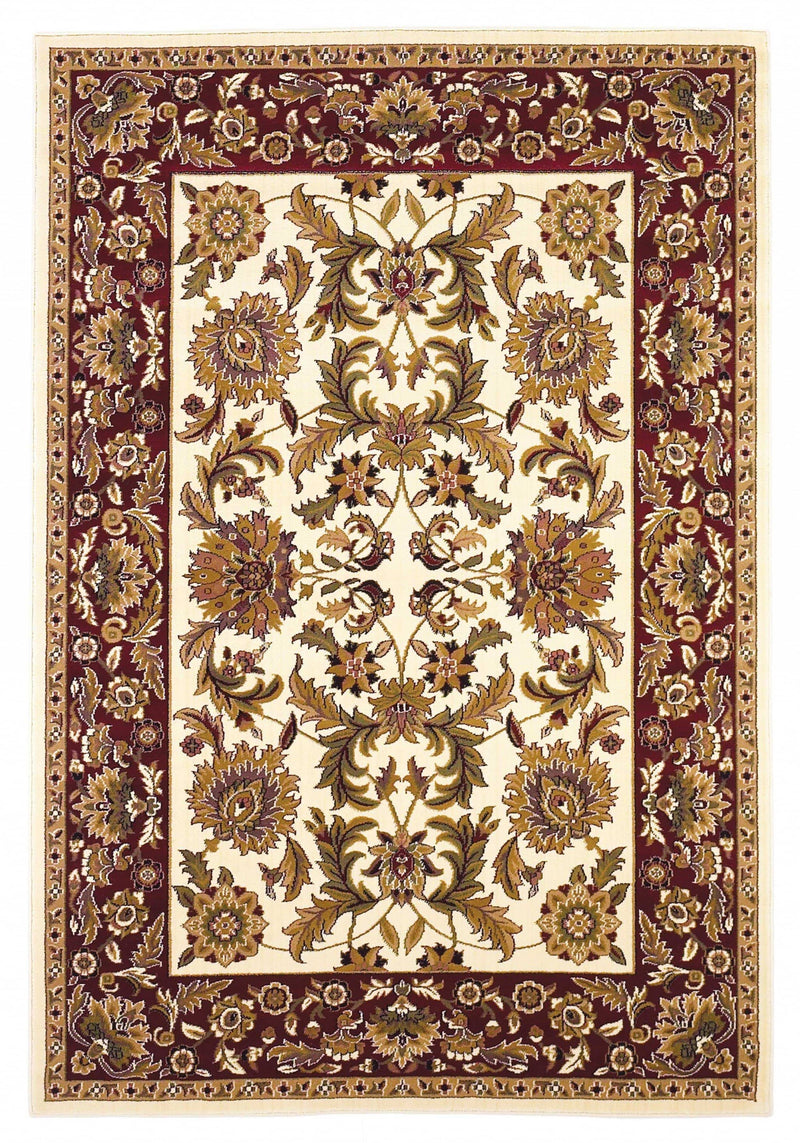Rugs Runner Rugs - 2'2" x 7'11" Runner Polypropylene Ivory/Red Area Rug HomeRoots