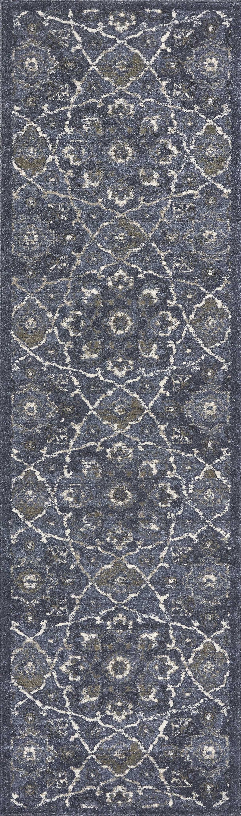 Rugs Runner Rugs - 2'2" x 7'6" Runner Polypropylene Denim Area Rug HomeRoots