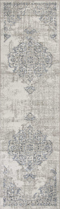 Rugs Runner Rugs - 2'2" x 7'6" Runner Polypropylene Ivory/Grey Area Rug HomeRoots