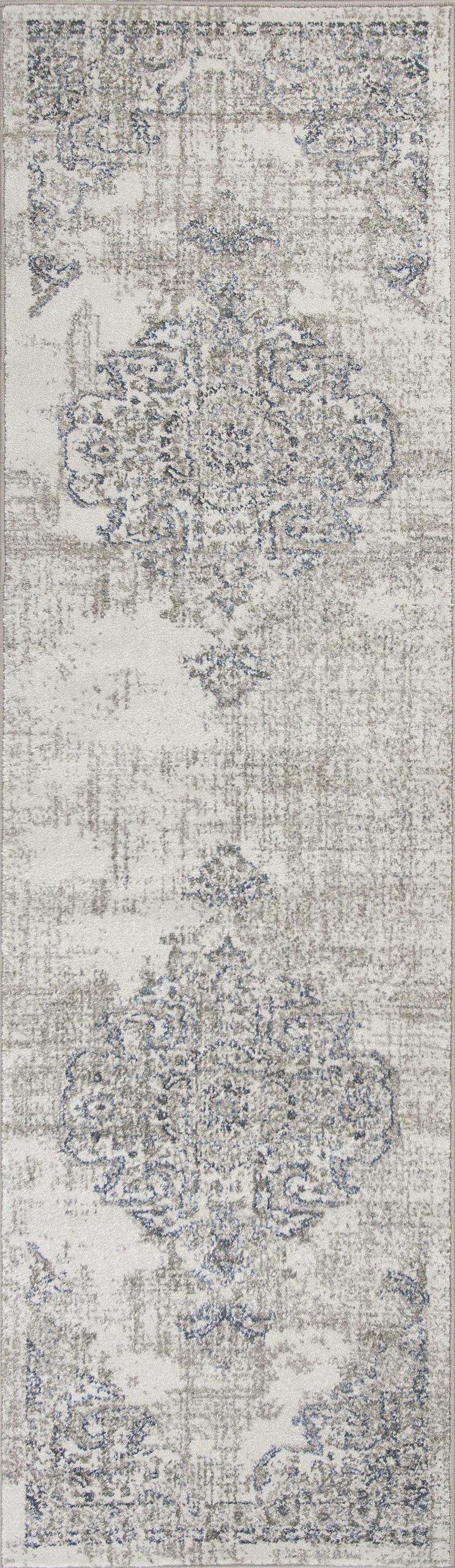 Rugs Runner Rugs - 2'2" x 7'6" Runner Polypropylene Ivory/Grey Area Rug HomeRoots
