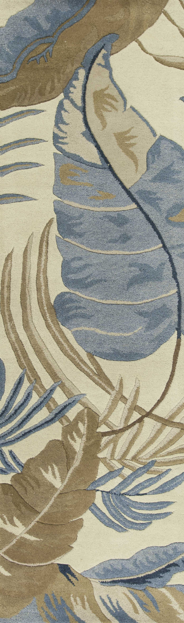 Rugs Runner Rugs 2'3" x 8' Runner Wool Ivory/Blue Area Rug 2482 HomeRoots