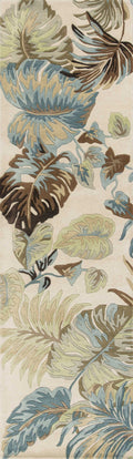 Rugs Runner Rugs 2'3" x 8' Runner Wool Ivory/Blue Area Rug 2483 HomeRoots