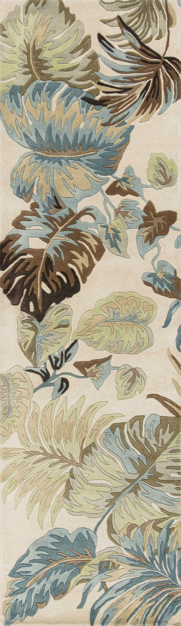 Rugs Runner Rugs 2'3" x 8' Runner Wool Ivory/Blue Area Rug 2483 HomeRoots