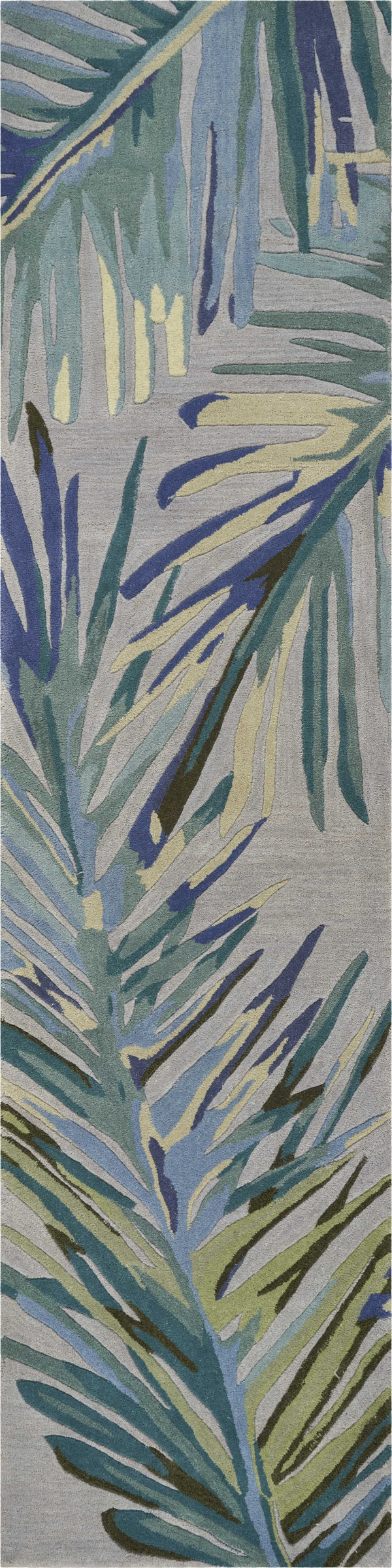 Rugs Runner Rugs - 2'6" x 10' Runner Wool Grey/Blue Area Rug HomeRoots